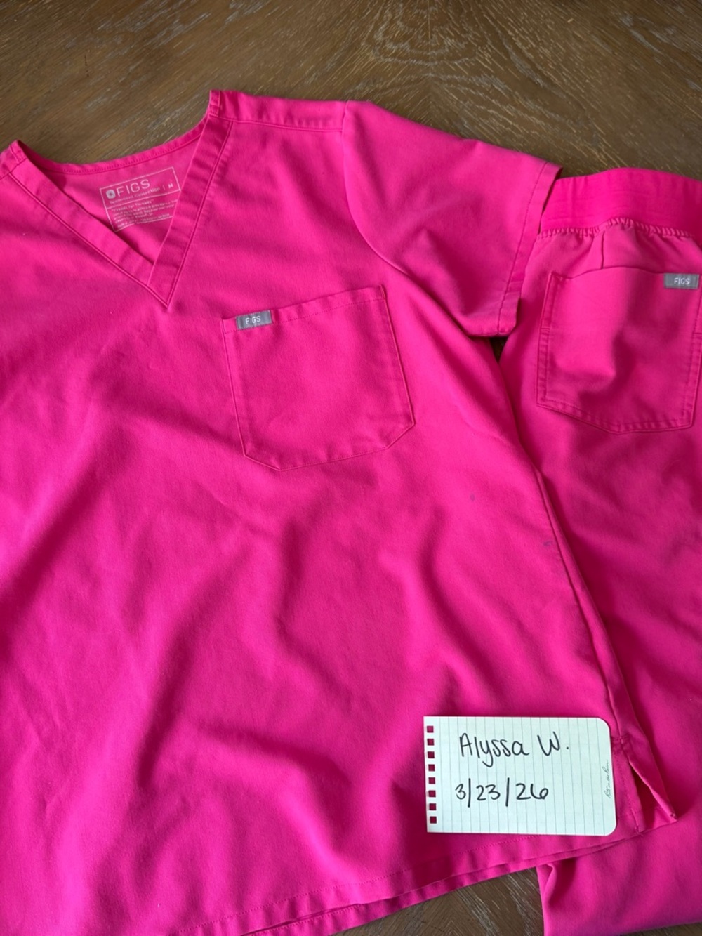 Figs V-Neck Scrub Top in Hot Pink